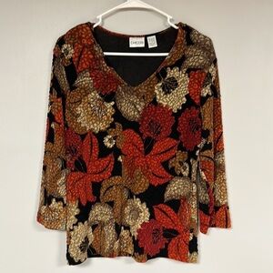 CHIC0'S  pullover top/blouse, nubby, beautiful fall colors , Size 1 (US Med)